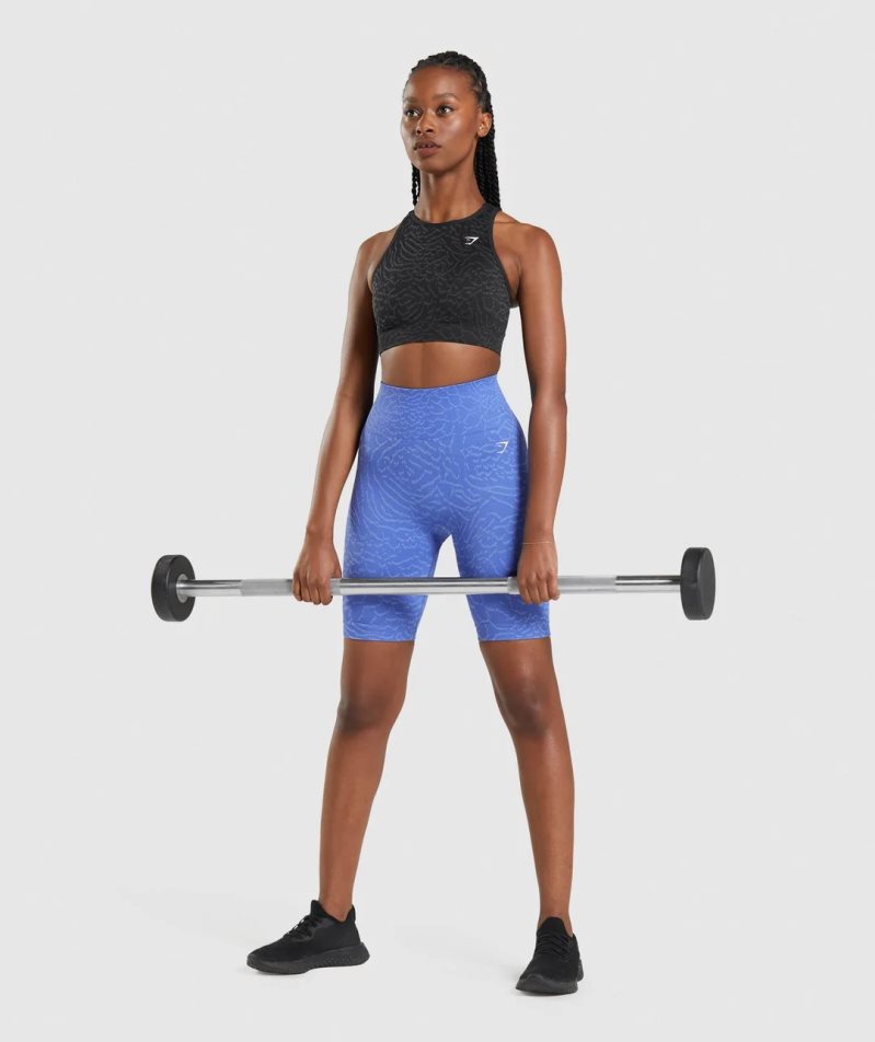 Women's Gymshark Adapt Animal Seamless Cycling Shorts Blue | CA 153D07